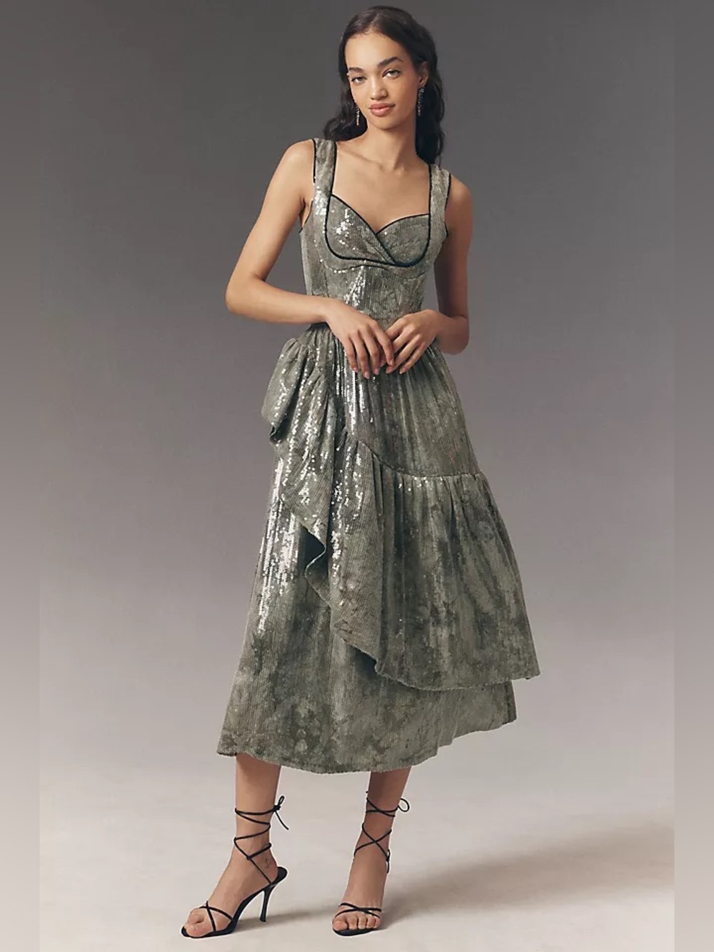 CeliaB Silvermoon Sequin Maxi Dress Gray Medium